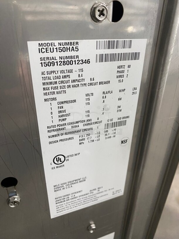 Ice-O-Matic Commercial Undercounter Ice Maker Machine! Model: ICEU150HA5 SN: 15091280012346 115V 1 Phase - Image 6 of 7