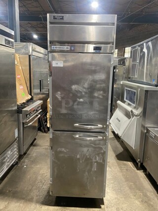 Beverage Air Stainless Steel Commercial 2 Half Size Door Reach In Freezer! On Commercial Casters! MODEL HF1HC1HSRC18 SN: 12902745 115V 1PH