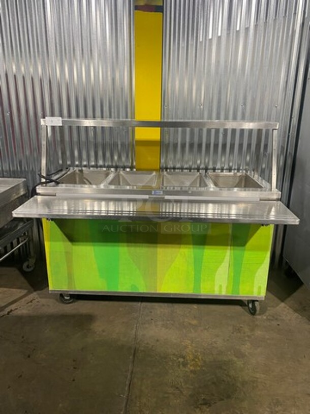 Seco Commercial Electric Powered 4 Well Steam Table! With Storage Space Underneath! All Stainless Steel! Model 4MF Serial 598! 208V 1Phase! On Casters!
