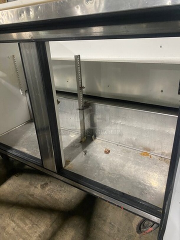  True TSSU-48-12 Stainless Steel Commercial Sandwich Salad Prep Table Bain Marie! On Commercial Casters! 115v 1ph  - Image 6 of 9