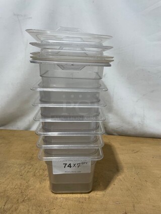 Winco Clear Polycarbonate Food Pans! With Lids! 7X Your Bid! 