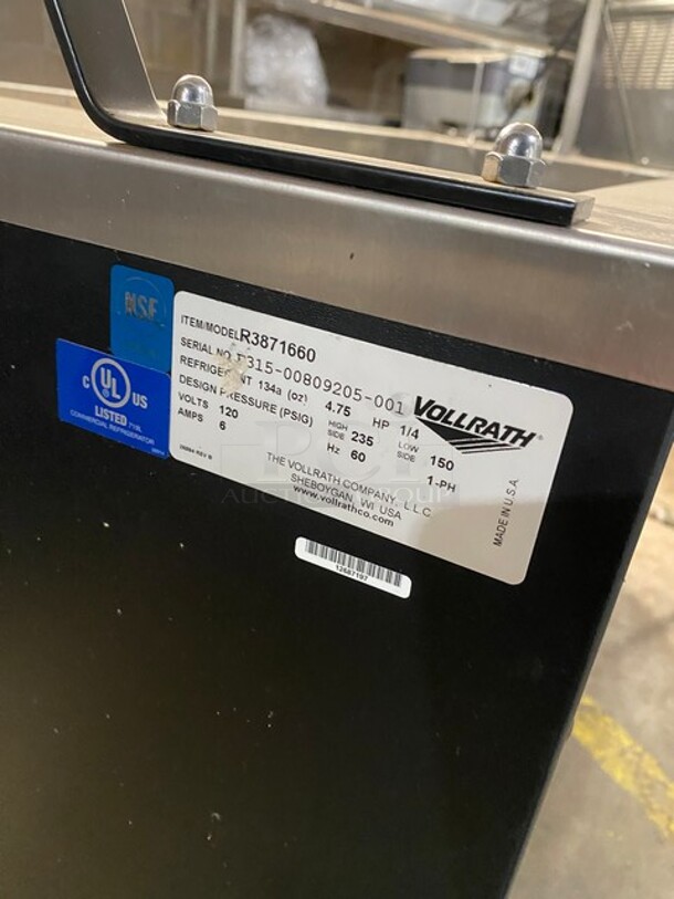 Vollrath Commercial Refrigerated Food Serving Station Counter/ Cold Pan! With Sneeze Guard! With Lowering Prep Line! Stainless Steel Body! On Casters! Model: R3871660 SN: B31500809205001 120V 60HZ 1 PH - Image 7 of 9
