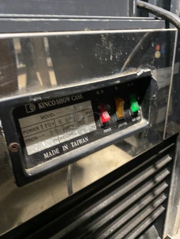 FAB! Kinco Refrigerated Bakery Display Show Case Merchandiser! With Front Curved Glass! With Marble Top & Bottom! With 2 Sliding Rear Access Doors! Model: 3 110V 60HZ 1 Phase - Image 8 of 9