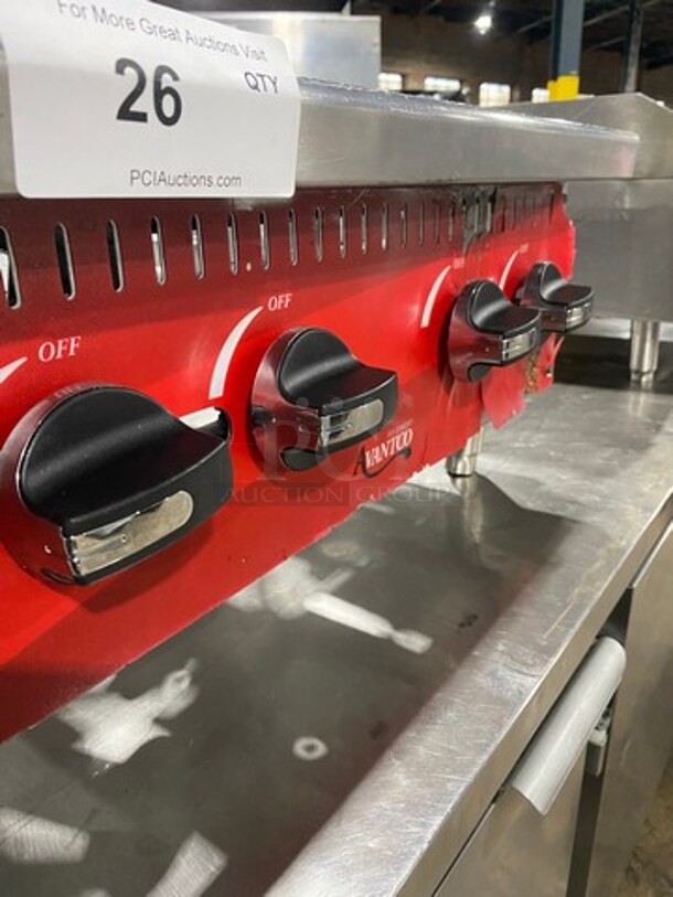 Avantco Commercial Countertop Natural Gas Powered 4 Burner Range! With Back And Side Splashes! All Stainless Steel! On Small Legs! - Image 6 of 7