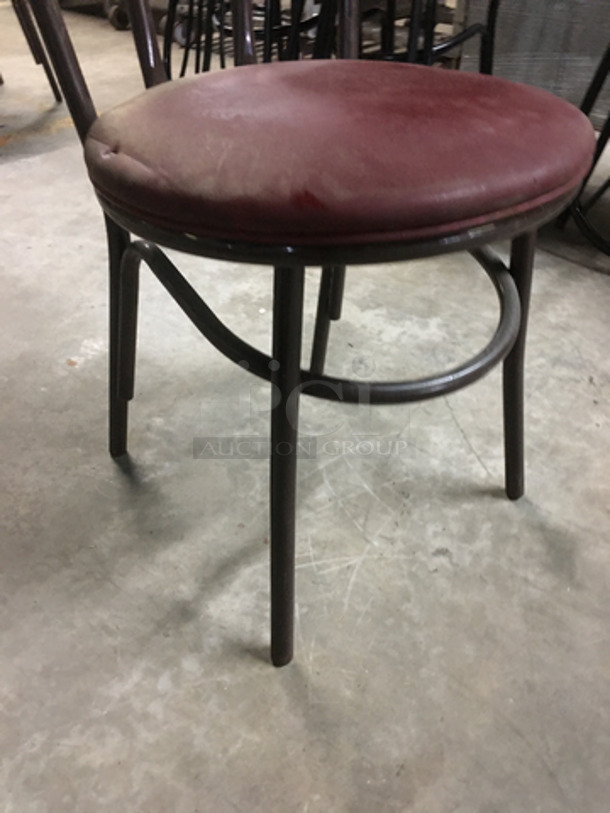 Red Patted Round Chairs! With Black Metal Body! 6x Your Bid! - Image 5 of 6