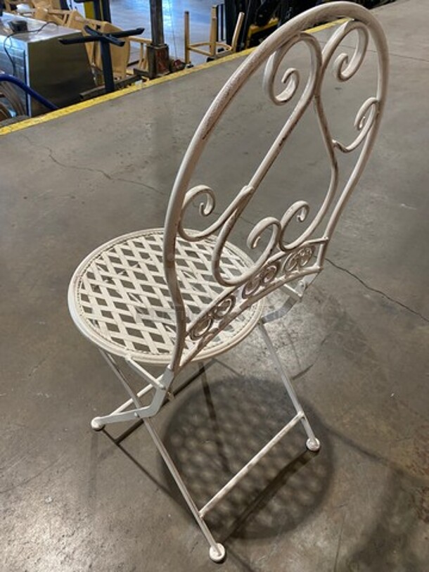 White Metal Foldable Patio Chairs! 10x Your Bid! - Image 3 of 5
