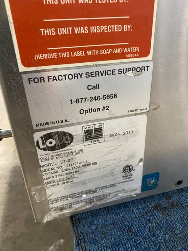 LoLo Commercial Electric Powered Countertop Steamer! All Stainless Steel! With Built In Pan Holding Racks! 208/240V 3/1 Phase! Model: ST-6E SN: J141719-1-1! - Image 7 of 8