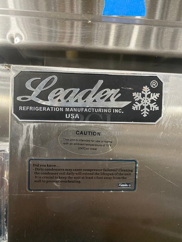 Leader Stainless Steel Commercial 2 Door Reach In Cooler w/ Poly Coated Racks! On Casters! Model ESLR48 S/C SN: NP12M0801A 115 Volts, 1 Phase - Image 5 of 11