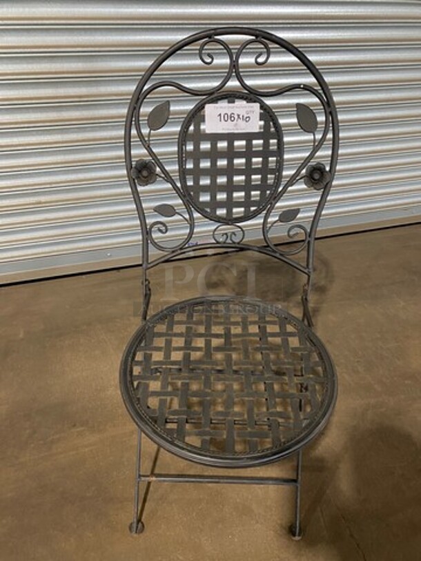 Black Metal Foldable Patio Chairs! 10x Your Bid! - Image 1 of 6