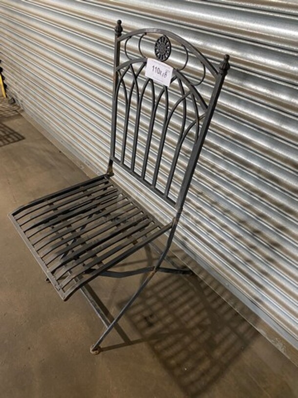 Black Metal Foldable Patio Chairs! 10x Your Bid! - Image 2 of 6