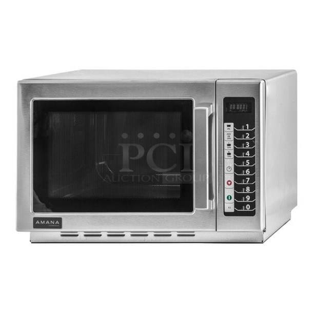 BRAND NEW SCRATCH & DENT! Amana RCS10TS Stackable Commercial Microwave with Push Button Controls - 120V, 1000W. LOOKS BRAND NEW!! OUT OF ORIGINAL PACKAGING!! 22x19x13-7/8 - Image 1 of 6
