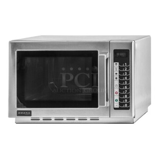 BRAND NEW SCRATCH & DENT! Amana RCS10TS Stackable Commercial Microwave with Push Button Controls - 120V, 1000W. LOOKS BRAND NEW!! OUT OF ORIGINAL PACKAGING!! 22x19x13-7/8