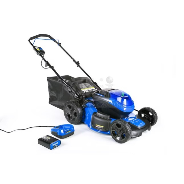 NEVER USED - Kobalt 40-volt Max 19-in Cordless 2-In-1 Mower 4 Ah Battery & Charger Included. 19-in Steel Deck - 7-Position Single Lever Height Adjuster - 2-in-1 Easy Change Mulch and Side Discharge.  - Image 1 of 2