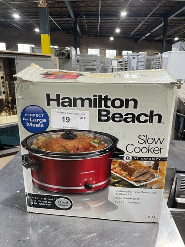IN THE BOX! Hamilton Beach 8 Qt Slow Cooker! Model 33184 Serial A3661DJ! 120V! - Image 1 of 7