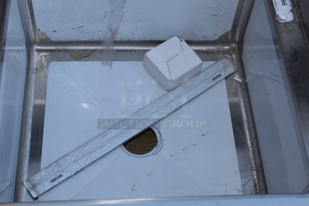 BRAND NEW SCRATCH & DENT! Regency 600SM242412 29" 16-Gauge Stainless Steel One Compartment Floor Mop Sink - 24" x 24" x 12" Bowl. Out of original packaging.  - Image 7 of 7