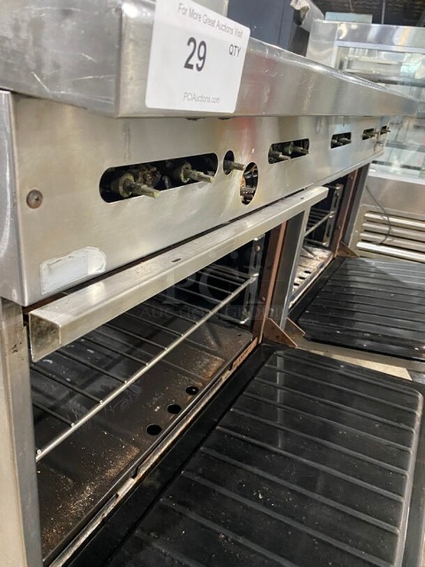 Garland Natural Gas Powered 10 Burner Stove Top Range! With  2 Full Size Ovens Underneath! With Raised Backsplash & Salamander Shelf! On Casters! - Image 4 of 5