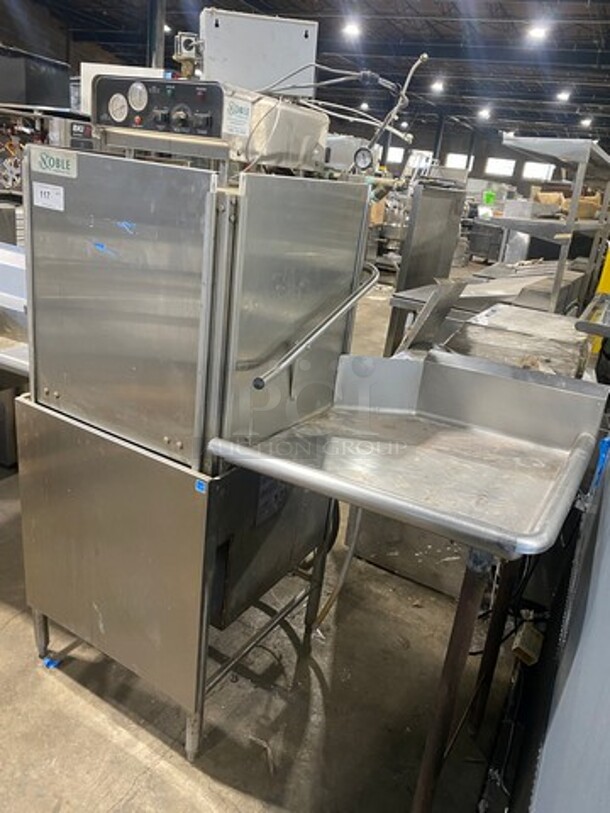 WOW! Noble Commercial Pass-Through Dishwasher Machine! All Stainless Steel! On Legs! With Dual Side Dishwasher Table! With Back Splash! - Image 2 of 12