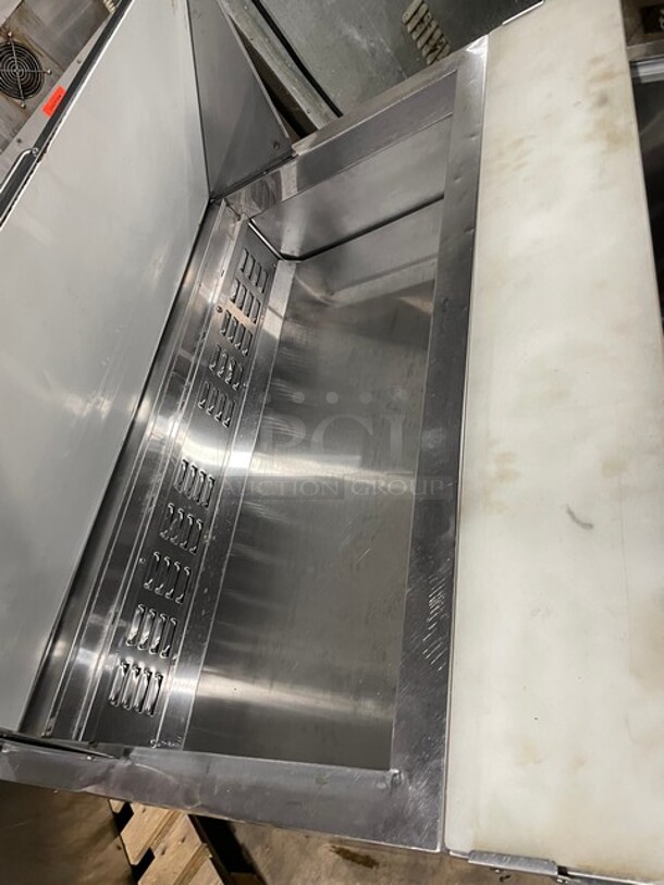 Avantco Commercial Refrigerated Mega Top Salad/Sandwich Prep Table! With 2 Door Refrigerated Storage Underneath! All Stainless Steel! With Full Sized Removable Cutting Board! With Poly Coated Racks! 115V! Model: 178SSPT48MHC! - Image 7 of 9