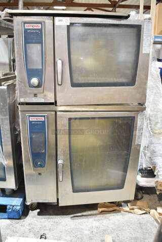 2 2018 Rational Stainless Steel Commercial Combitherm Self Cooking Center Convection Ovens on Commercial Casters. Top Model: SCC WE 62. Bottom Model: SCC WE 102. 480 Volts, 3 Phase. 2 Times Your Bid!