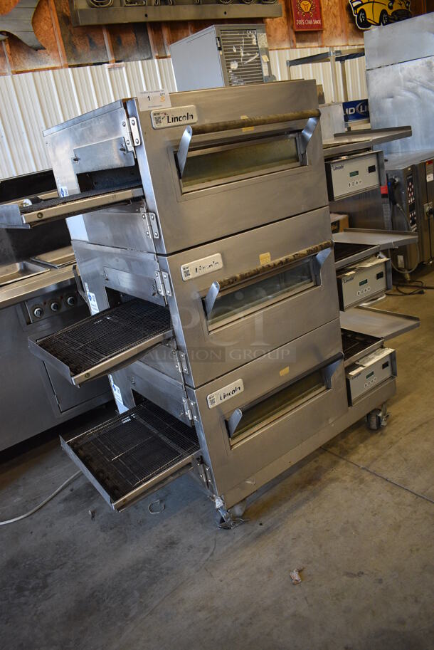 3 Lincoln Impinger Stainless Steel Commercial Electric Powered Conveyor Pizza Oven on Commercial Casters. 120/208 Volts, 3 Phase. 69x39x62. 3 Times Your Bid! - Image 11 of 12