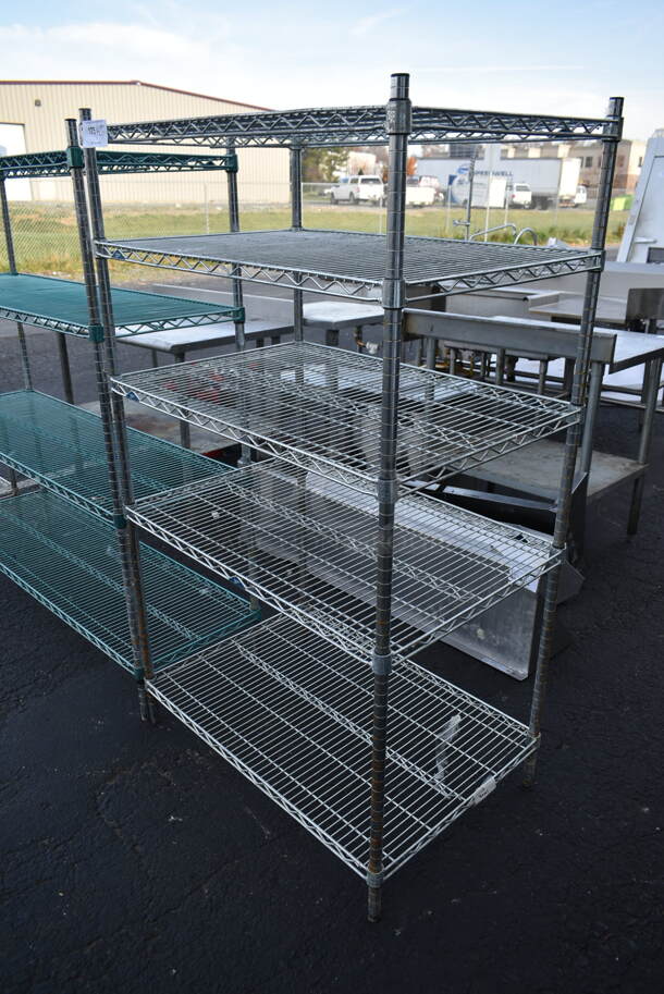 Chrome Finish 4 Tier Wire Shelving Unit. BUYER MUST DISMANTLE. PCI CANNOT DISMANTLE FOR SHIPPING. PLEASE CONSIDER FREIGHT CHARGES. - Image 2 of 2