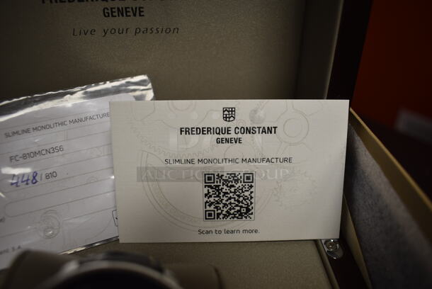 BRAND NEW IN BOX! LIMITED EDITION Frederique Constant Automatic Men's Blue FC-810MCN3S6 Slimline Monolithic Watch w/ Alligator Band - Image 10 of 10
