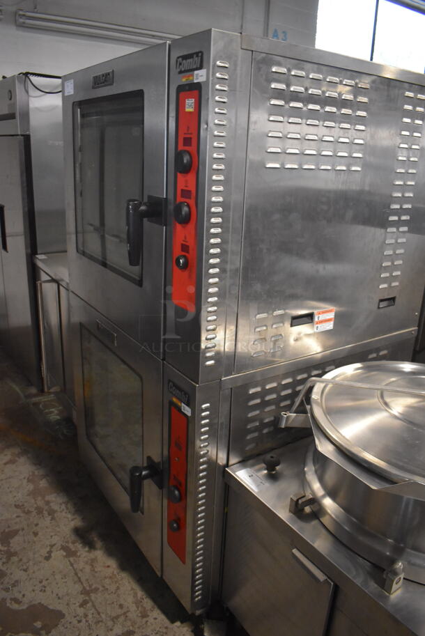2 Vulcan ABC7G-NAT Commerical Stainless Steel Natural Gas Full Size Gas Combi Oven With Metal Racks on Commerical Casters. 80,000 BTU. 2 Times Your Bid!  - Image 4 of 10