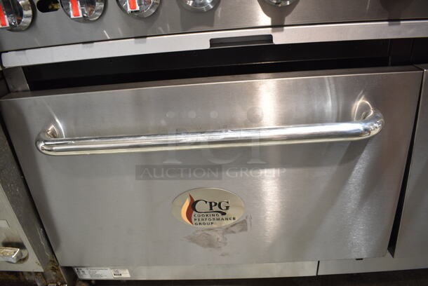 BRAND NEW SCRATCH AND DENT! Cooking Performance Group CPG 351CC60N Stainless Steel Commercial Natural Gas Powered 10 Burner Range w/ 2 CONVECTION Ovens, Over Shelf and Back Splash. 364,000 BTU.  - Image 6 of 10
