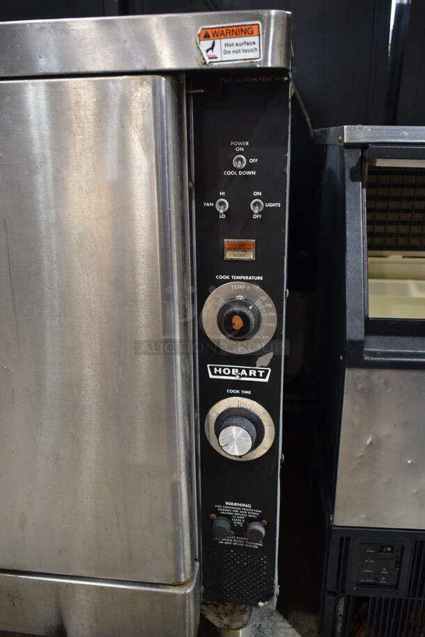 Hobart Stainless Steel Commercial Full Size Convection Oven w/ View Through Door, Solid Door, Metal Oven Racks and Thermostatic Controls.  - Image 2 of 7