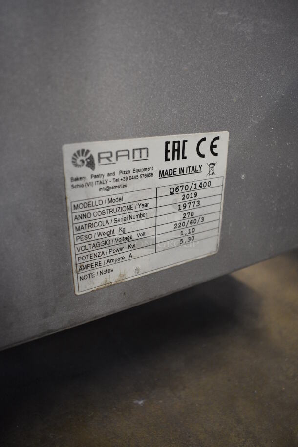 2019 Ram Model Q670/1400 Stainless Steel Commercial Floor Style Reversible Dough Sheeter on Commercial Casters. 220 Volts, 3 Phase. 122x40x49 - Image 9 of 11