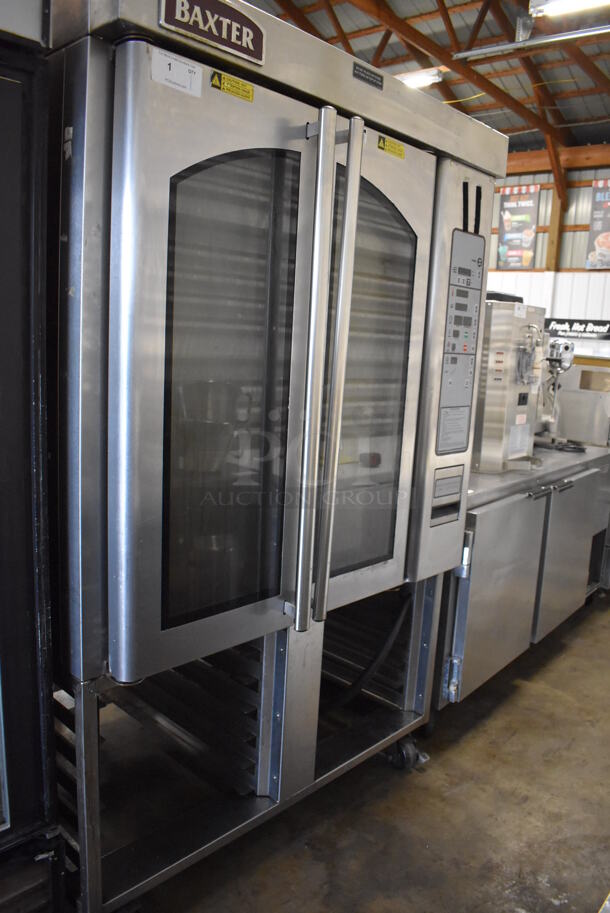 Baxter OV310E Stainless Steel Commercial Floor Style Electric Powered Mini Rotating Rack Oven w/ Lower Pan Rack on Commercial Casters. 208 Volts, 3 Phase. 48x38x78 - Image 5 of 9