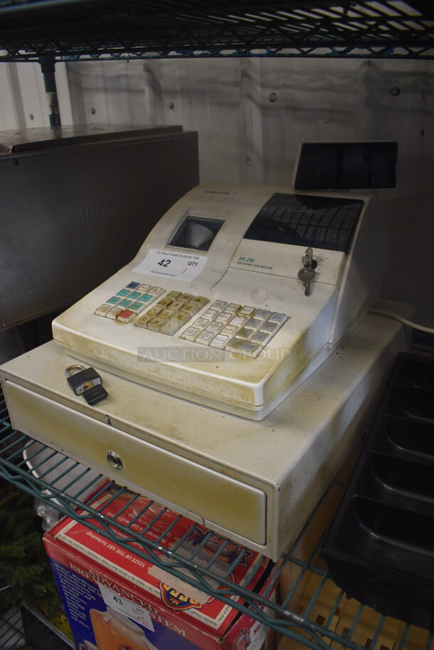 Samsung Countertop Electronic Cash Register ER-290 with Cash Drawer and Keys. Includes Master Lock and Key - Image 3 of 3