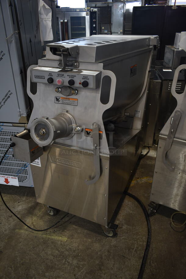 2019 Hobart MG2032 Metal Commercial Floor Style Electric Powered Meat Grinder w/ Foot Pedal on Commercial Casters. 208 Volts, 3 Phase. - Image 1 of 6