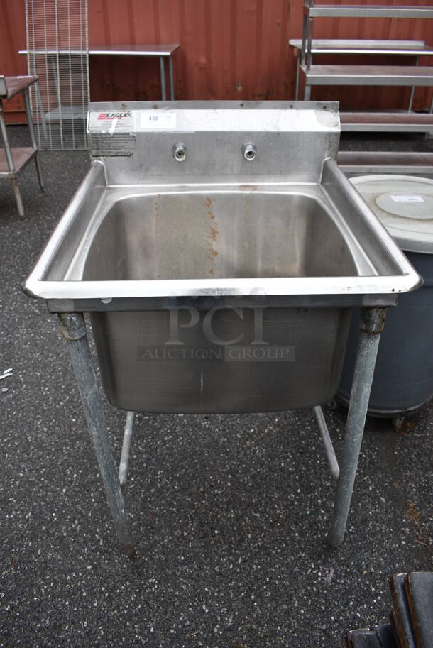 Eagle Stainless Steel Commercial Single Bay Sink. 29x31x45. Bay 24x24x13