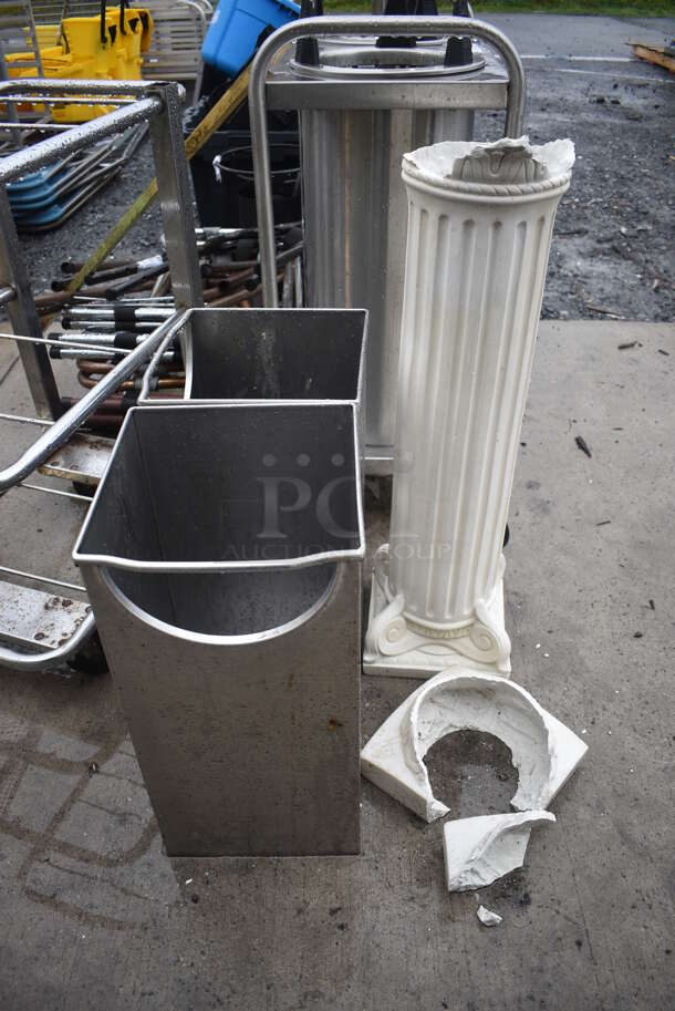 ALL ONE MONEY! Lot of 2 Metal Trash Cans. 10.5x10.5x21.5