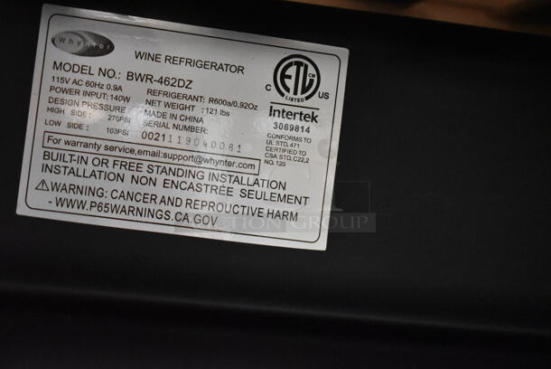 BRAND NEW SCRATCH AND DENT! Whynter BWR-462DZ Metal 46-Bottle Dual Temperature Zone Built Wine Chiller Merchandiser. 115 Volts, 1 Phase. Tested and Working! - Image 6 of 6