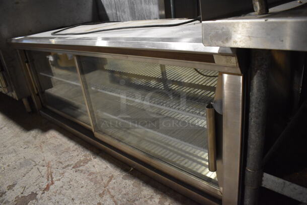 Stainless Steel Commercial 2 Door Cooler Merchandiser Display Case. 115 Volts, 1 Phase. 60x29x22. Tested and Working! - Image 3 of 6
