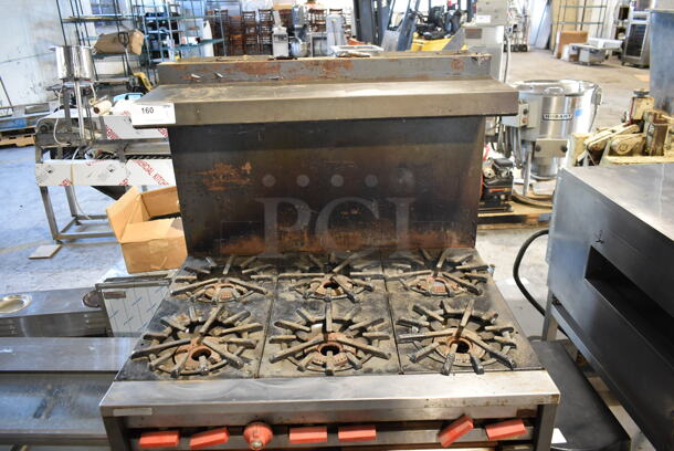 Vulcan Hart 36L70 Metal Commercial Floor Style Propane Gas Powered 6 Burner Range w/ Oven, Over Shelf and Back Splash.  - Image 2 of 6
