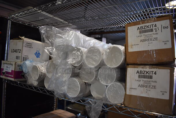 ALL ONE MONEY! Lot of 3 Tiers Worth of Various Items Including Disposable Cups, Lids, Receipt Printer Rolls and Mop Heads - Image 2 of 12