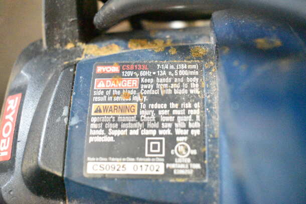 Ryobi CSB133L 7-1/4" Saw. 120 Volts, 1 Phase. Tested and Working! - Image 6 of 6