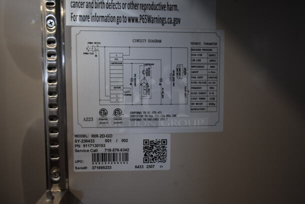 BRAND NEW SCRATCH AND DENT! 2023 KoolMore RIR-2D-GD Stainless Steel 2 Door Reach In Cooler Merchandiser w/ Poly Coated Racks. 115 Volts, 1 Phase. Tested and Working! - Image 6 of 10