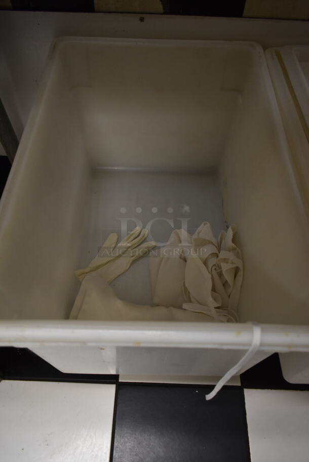 Chrome Finish Wire Dunnage Rack w/ 2 White Poly Bins. (kitchen) - Image 6 of 7