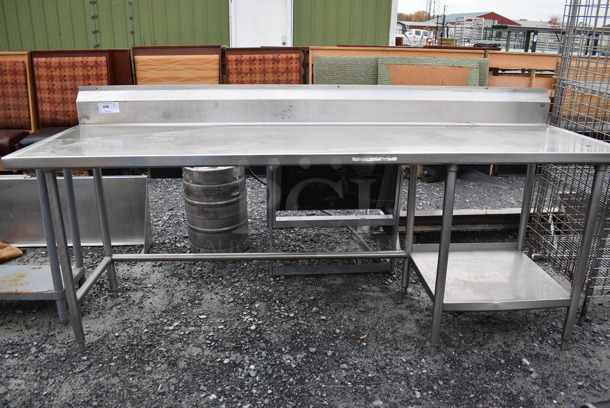 Stainless Steel Table w/ Back Splash and Under Shelf. 96x30x44