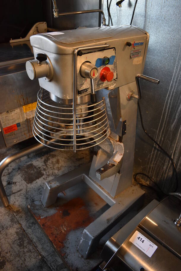 2016 Omcan SP300A Metal Commercial Floor Style 30 Quart Planetary Dough Mixer w/ Bowl Guard. 110 Volts, 1 Phase. 24x28x49. Cannot Test - Needs New Power Switch