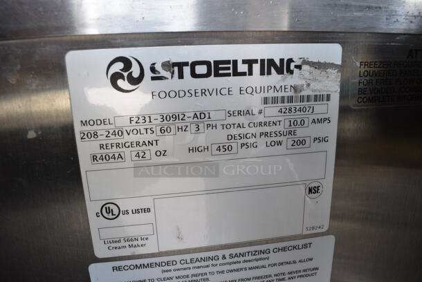 2013 Stoelting Model F231-309I2-AD1 Stainless Steel Commercial Floor Style Air Cooled 2 Flavor w/ Twist Soft Serve Ice Cream Machine on Commercial Casters. 208-240 Volts, 3 Phase.  - Image 7 of 7