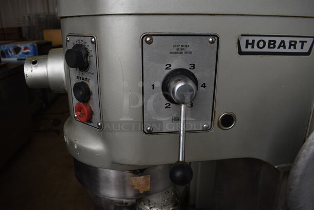Hobart Model H 600T Metal Commercial Floor Style 60 Quart Planetary Mixer w/ Metal Mixing Bowl, Mixing Bowl Dolly and Dough Hook Attachment. 230 Volts, 1 Phase. 29x43x56 - Image 3 of 11