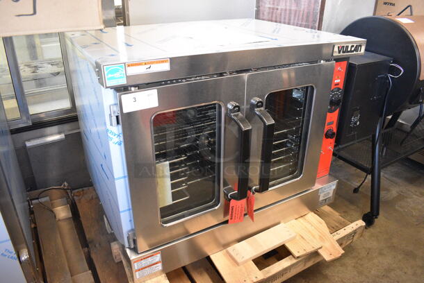 BRAND NEW! LATE MODEL! Vulcan VC5GDL Stainless Steel Commercial Propane Gas Powered Full Size Convection Oven w/ View Through Doors, Metal Oven Racks and Thermostatic Controls. 50,000 BTU. 40x32x32. Tested and Working! - Image 2 of 9