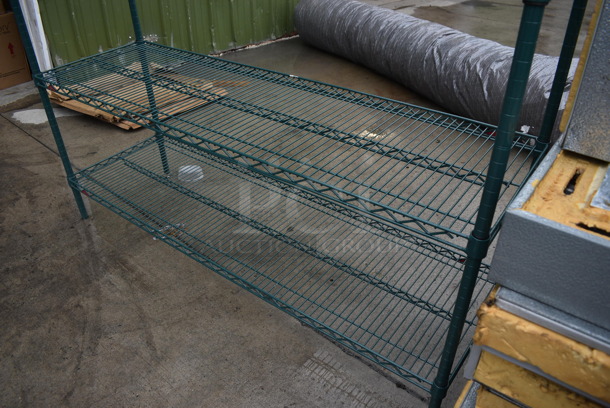 Metro Green Finish 4 Tier Shelving Unit. BUYER MUST DISMANTLE. PCI CANNOT DISMANTLE FOR SHIPPING. PLEASE CONSIDER FREIGHT CHARGES. 60x18x63 - Image 3 of 4