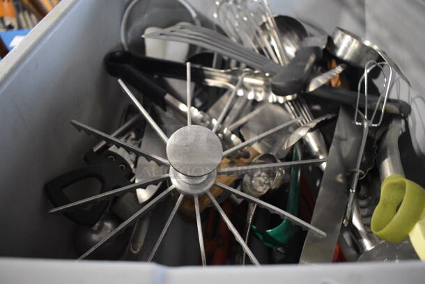 ALL ONE MONEY! Lot of Various Metal Utensils In Gray Bus Bin! - Image 4 of 4