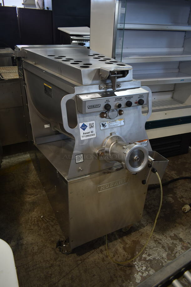 2015 Hobart MG2032 Metal Commercial Floor Style Electric Powered Meat Grinder w/ Foot Pedal on Commercial Casters. 208 Volts, 3 Phase. - Image 1 of 6